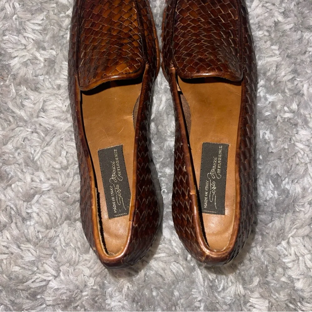 Sesto Meucci Of Florence Brown woven Tassie loafer Size 6N Shoes - Picture 7 of 8
